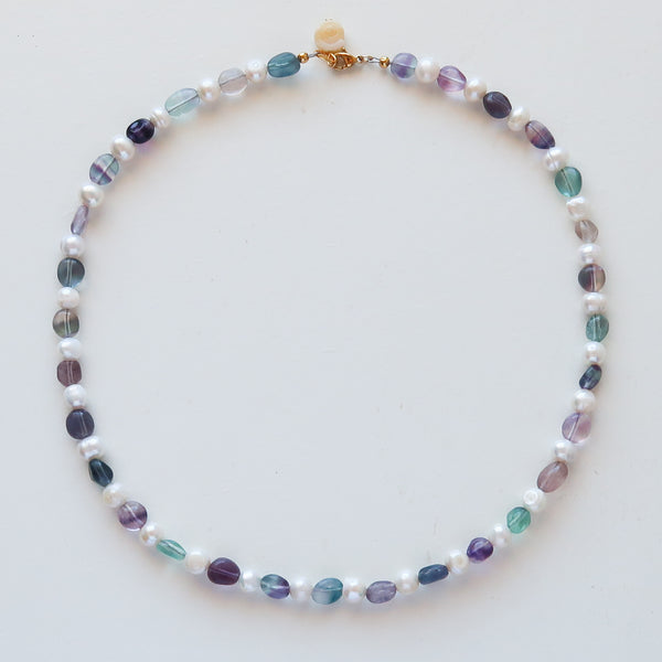 Fluorite and pearl necklace